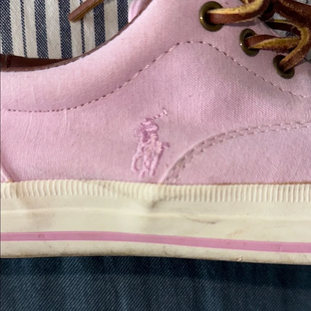 Ralph Lauren Pink and Brown Canvas Sneakers - Picture 5 of 8